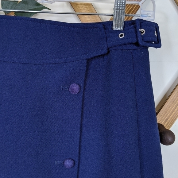 Urban Outfitters Cooperative Y2K Belted Navy Blue Button Front Mini Skirt - Picture 4 of 8